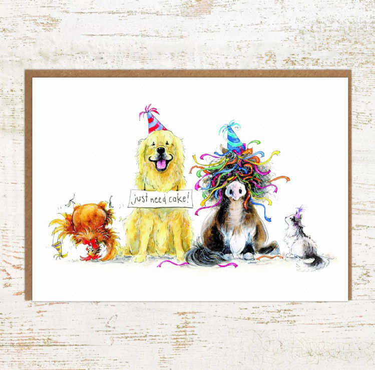 Just Need Cake Animal Lovers Birthday Card from Pony Nut Gifts